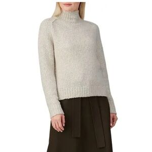 Vince Textured Saddle Sleeve Turtle-Neck Mock-Neck Cream Soft Sweater Size M